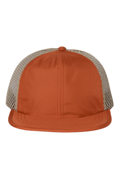 Richardson Hats 935 Mens Rogue Wide Set Mesh Back Moisture Wicking Adjustable Hat Texas Orange/Khaki Flat Front