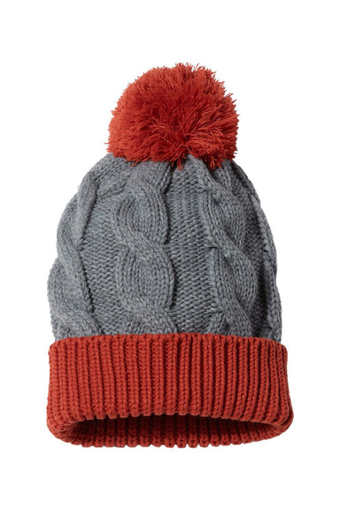 Richardson Hats 141R Unisex Chunk Twist Cuffed Beanie Heather Grey/Rust Flat Front