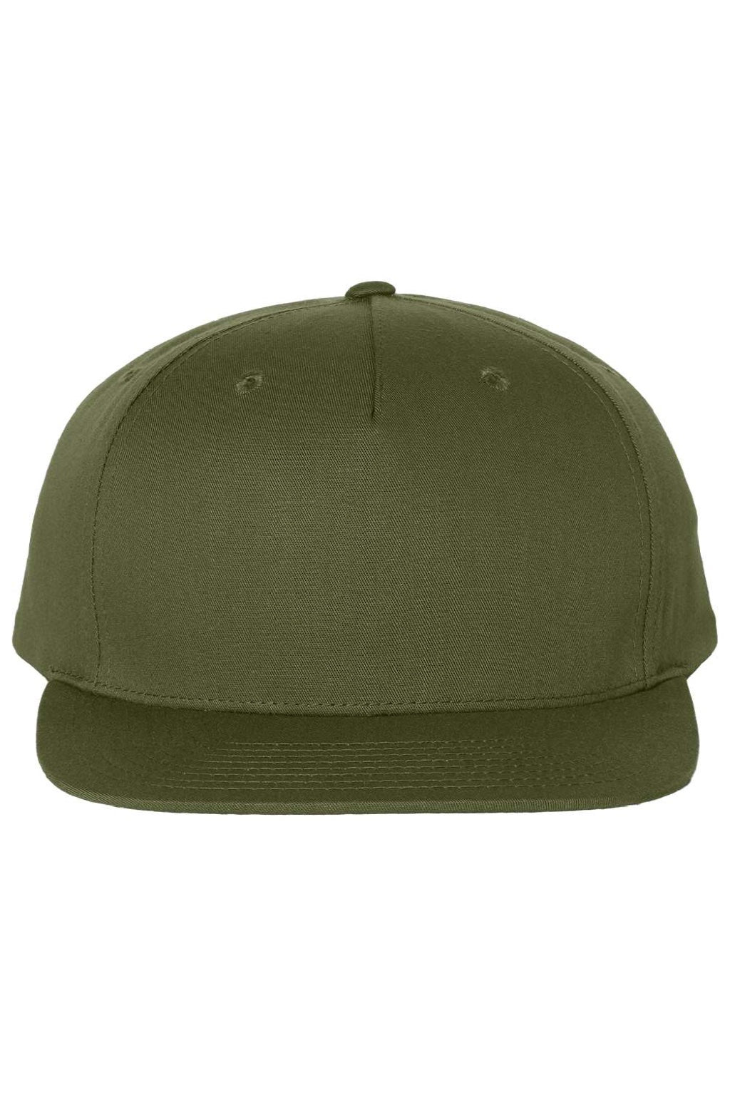 Richardson Hats 255 Mens Pinch Front Structured Snapback Trucker Hat Army Olive Green Flat Front