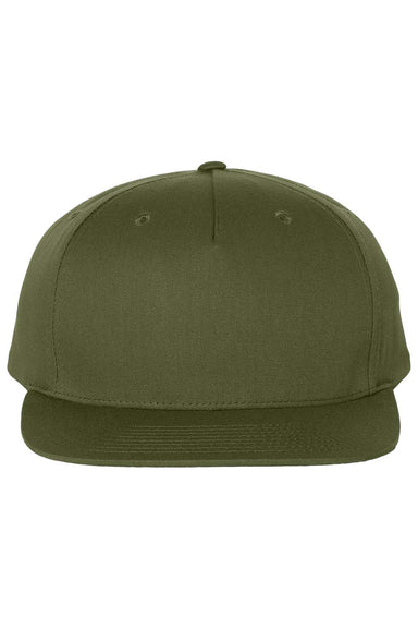 Richardson 255 Mens Pinch Front Structured Snapback Trucker Hat Army Olive Green Flat Front