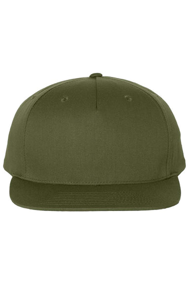 Richardson Hats 255 Mens Pinch Front Structured Snapback Trucker Hat Army Olive Green Flat Front