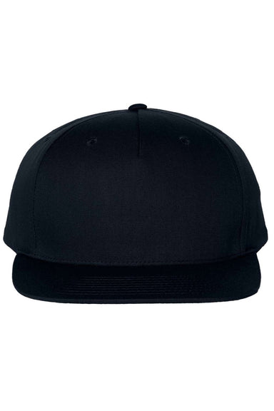 Richardson Hats 255 Mens Pinch Front Structured Snapback Trucker Hat Black Flat Front