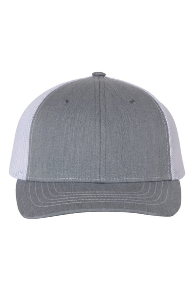 Richardson Hats 112Y Youth Trucker Snapback Hat Heather Grey/White Flat Front