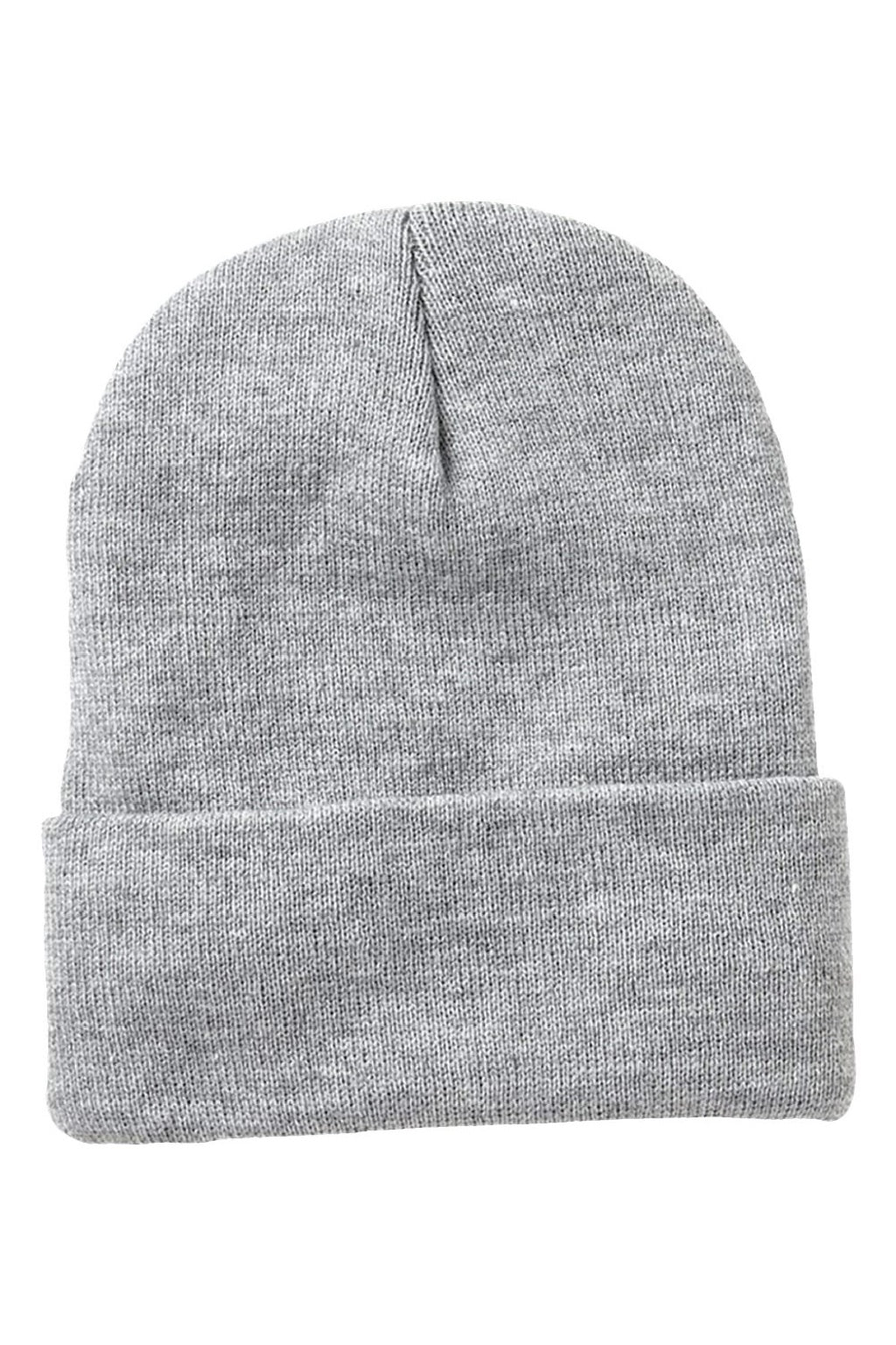 Sportsman Hats SP12JL Mens Jersey Lined Cuffed Beanie Heather Grey Flat Front