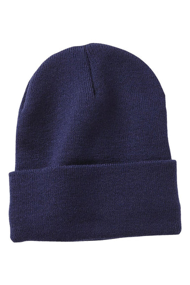 Sportsman Hats SP12JL Mens Jersey Lined Cuffed Beanie Navy Blue Flat Front