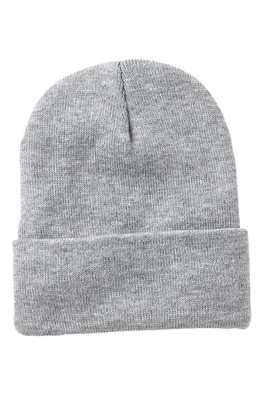 Sportsman Hats SP12SL Mens Sherpa Lined Cuffed Beanie Heather Grey Flat Front