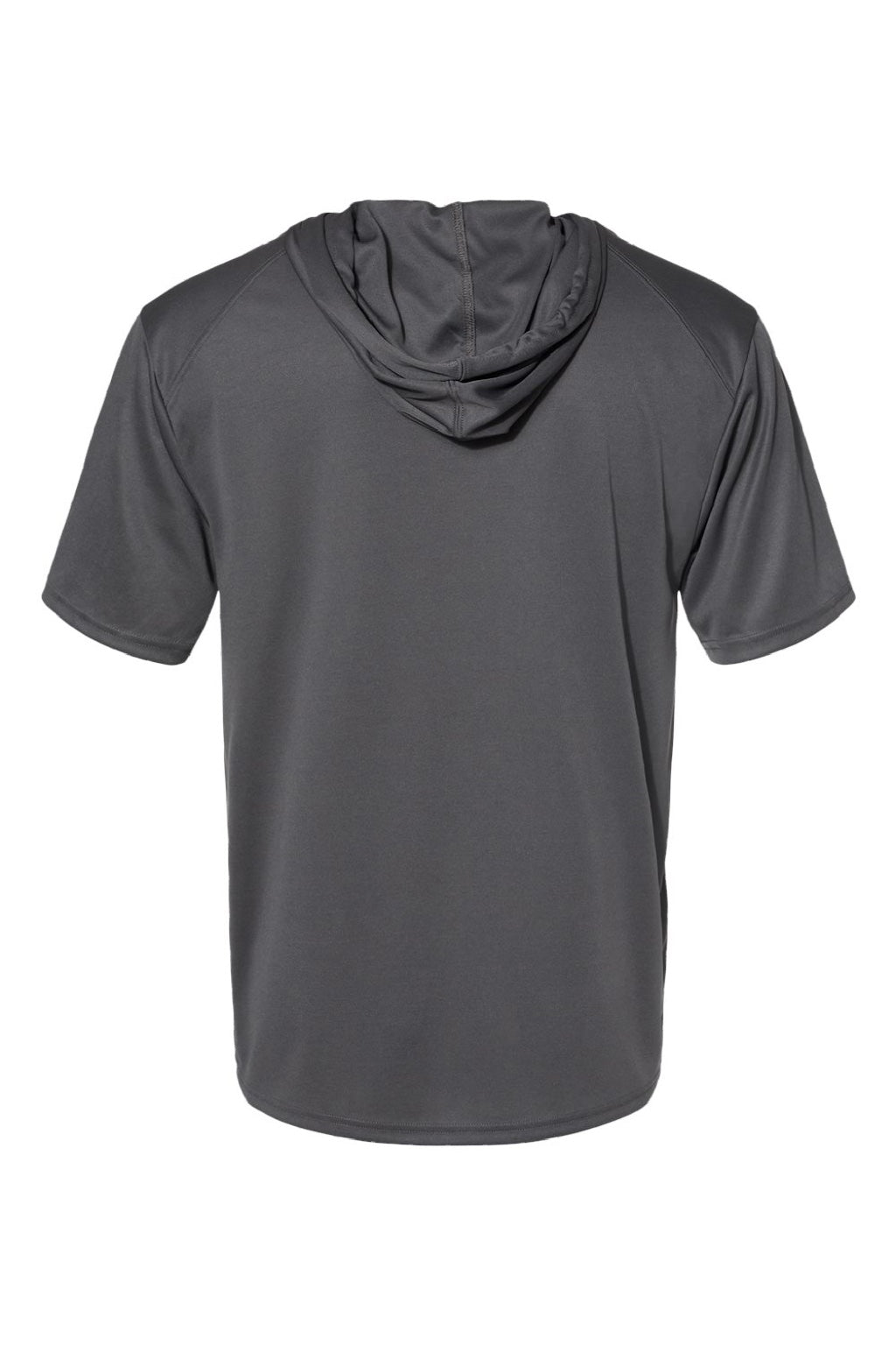 Badger 4123 Mens B-Core Moisture Wicking Short Sleeve Hooded T-Shirt Hoodie Graphite Grey Flat Back