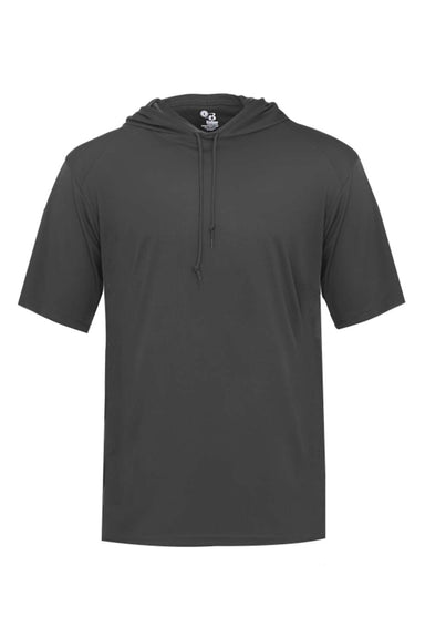 Badger 4123 Mens B-Core Moisture Wicking Hooded T-Shirt Hoodie Graphite Grey Flat Front