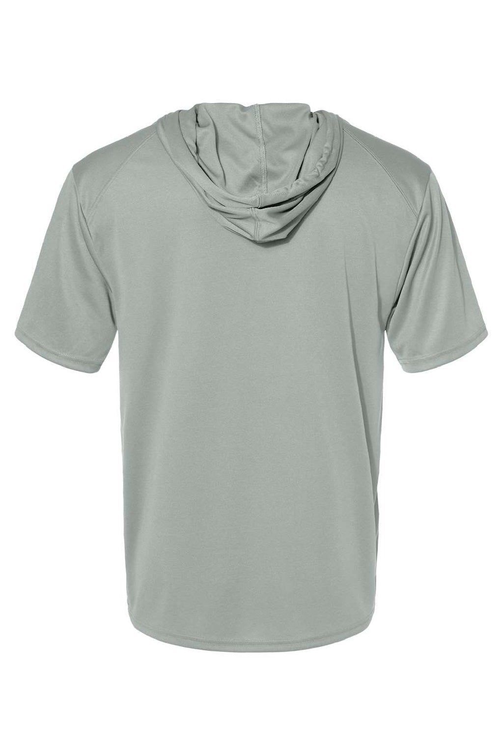 Badger 4123 Mens B-Core Moisture Wicking Short Sleeve Hooded T-Shirt Hoodie Silver Grey Flat Back