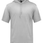 Badger Mens B-Core Moisture Wicking Short Sleeve Hooded T-Shirt Hoodie - Silver Grey - NEW