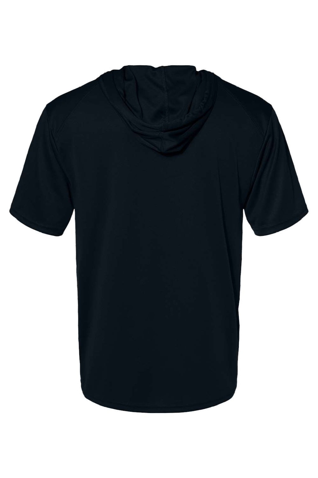 Badger 4123 Mens B-Core Moisture Wicking Short Sleeve Hooded T-Shirt Hoodie Black Flat Back