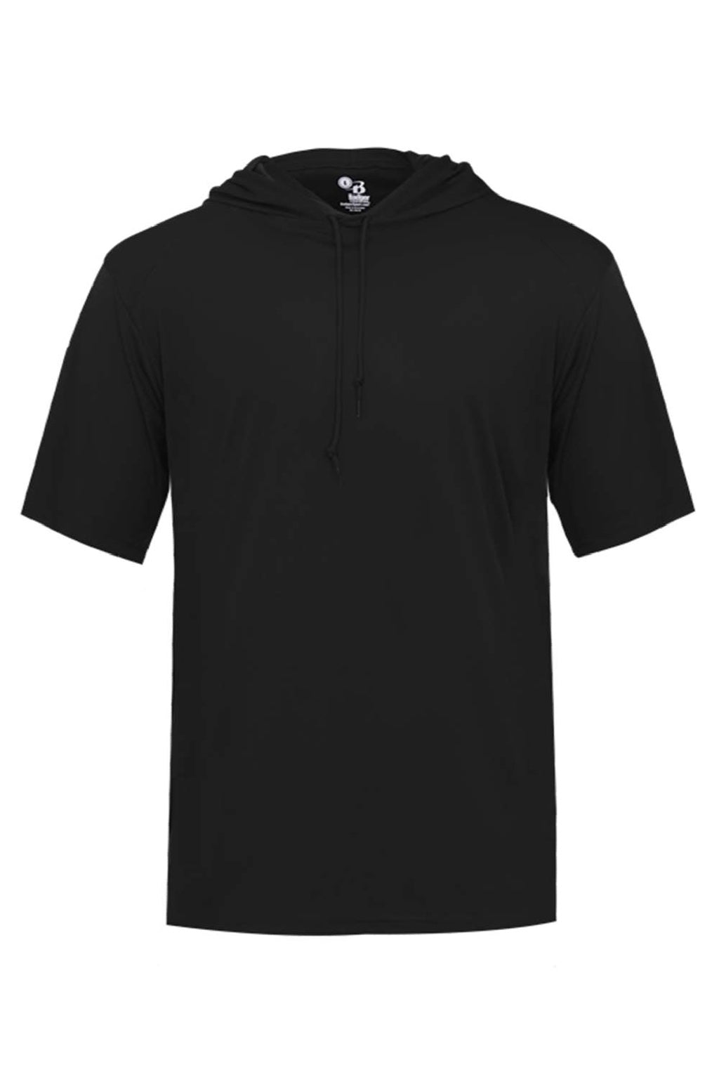 Badger 4123 Mens B-Core Moisture Wicking Short Sleeve Hooded T-Shirt Hoodie Black Flat Front