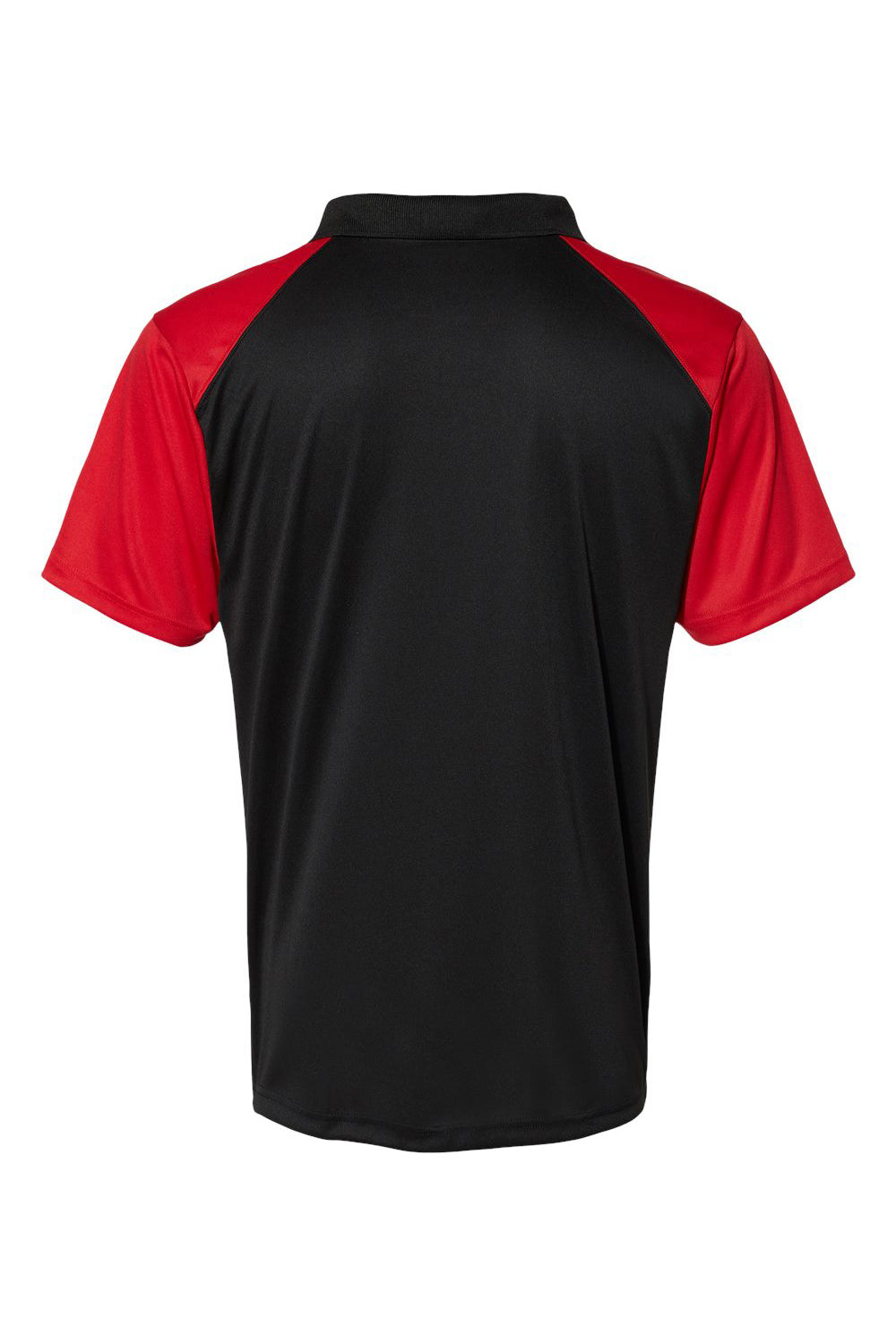 C2 Sport 5903 Mens Moisture Wicking Short Sleeve Polo Shirt Black/Red Flat Back