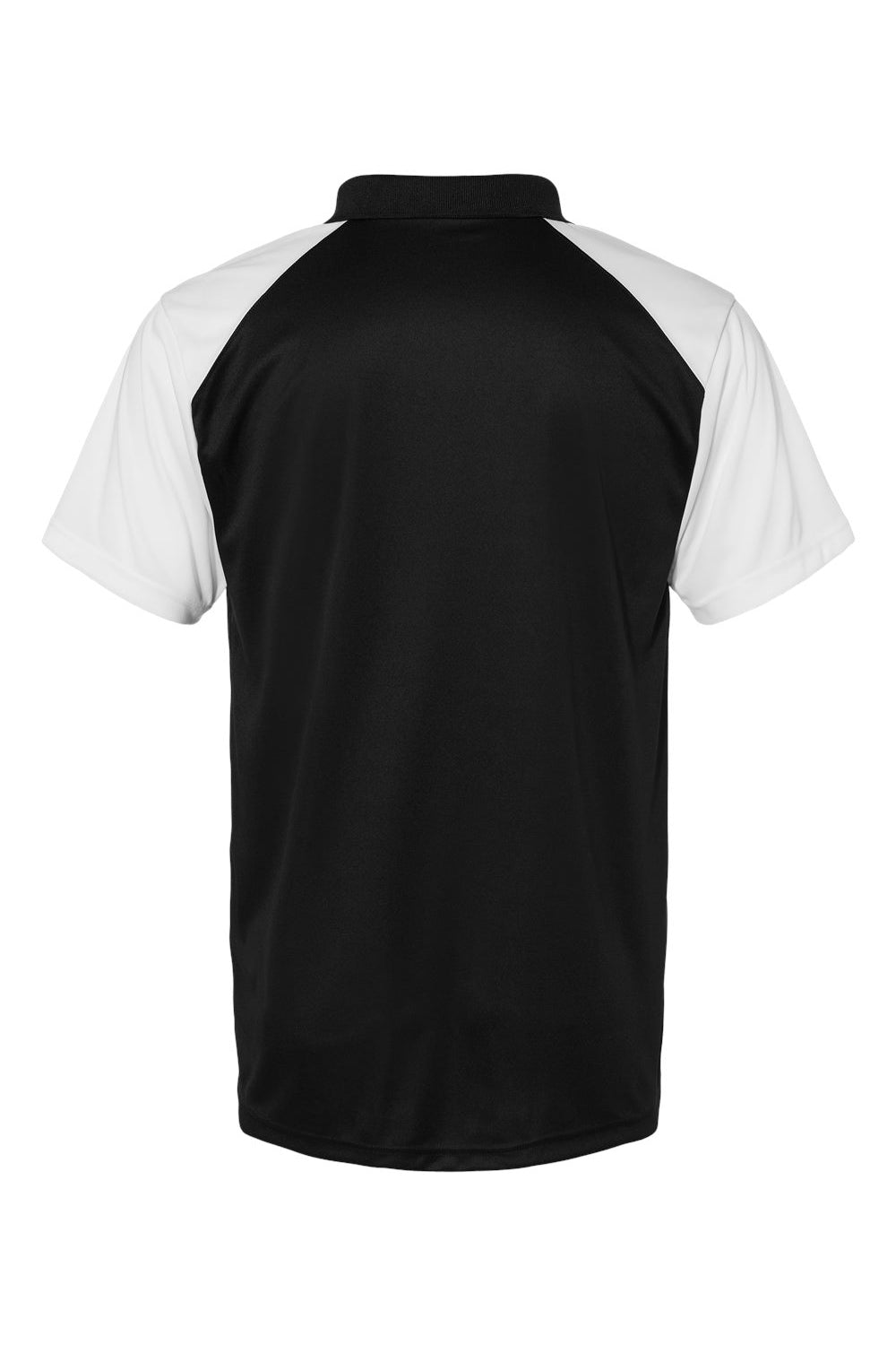 C2 Sport 5903 Mens Moisture Wicking Short Sleeve Polo Shirt Black/White Flat Back