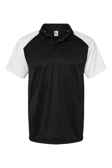 C2 Sport 5903 Mens Moisture Wicking Short Sleeve Polo Shirt Black/White Flat Front
