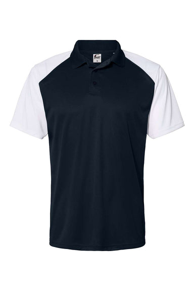C2 Sport 5903 Mens Moisture Wicking Short Sleeve Polo Shirt Navy Blue/White Flat Front