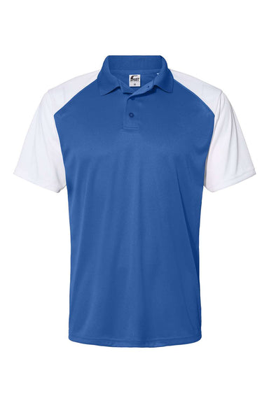 C2 Sport 5903 Mens Moisture Wicking Short Sleeve Polo Shirt Royal Blue/White Flat Front