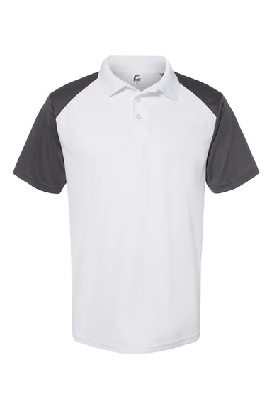 C2 Sport 5903 Mens Moisture Wicking Short Sleeve Polo Shirt White/Graphite Flat Front