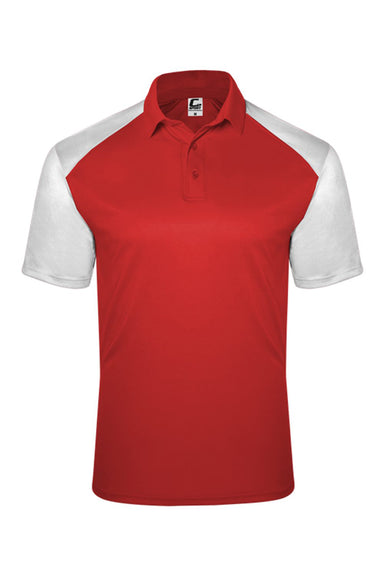 C2 Sport 5903 Mens Moisture Wicking Short Sleeve Polo Shirt Red/White Flat Front