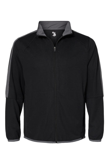 Badger 7721 Mens Blitz Full Zip Jacket Black/Graphite Grey Flat Front