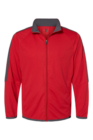 Badger 7721 Mens Blitz Full Zip Jacket Red/Graphite Grey Flat Front