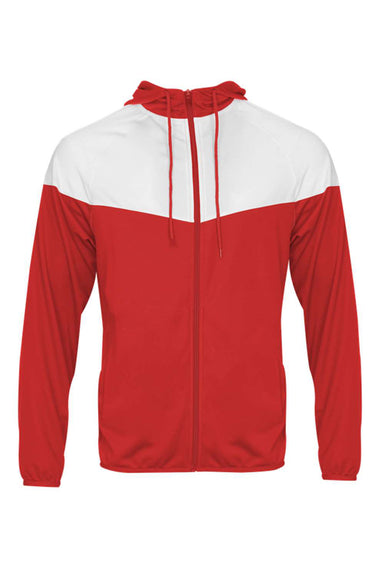 Badger 7722 Mens Spirit Full Zip Hooded Jacket Red/White Flat Front