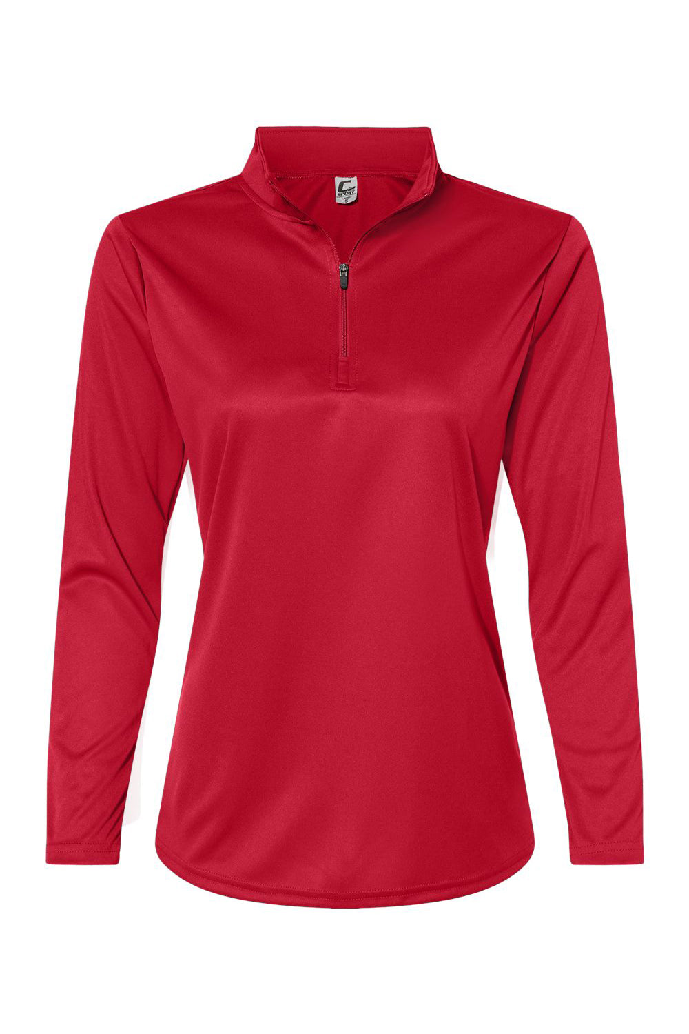 C2 Sport 5602 Womens Moisture Wicking 1/4 Zip Pullover Red Flat Front
