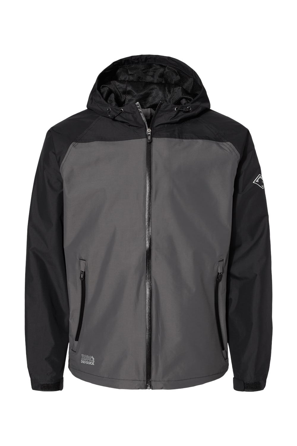 Dri Duck 5335 Mens Torrent Waterproof Full Zip Hooded Jacket Charcoal Grey/Black Flat Front
