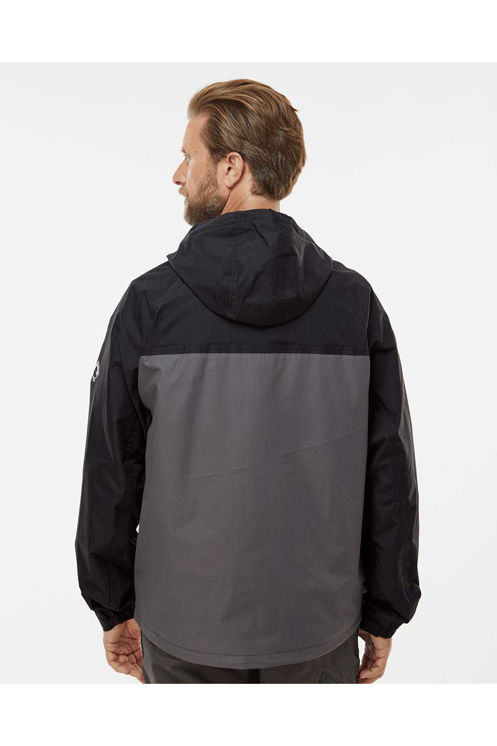 Dri Duck 5335 Mens Torrent Waterproof Full Zip Hooded Jacket Charcoal Grey/Black Model Back