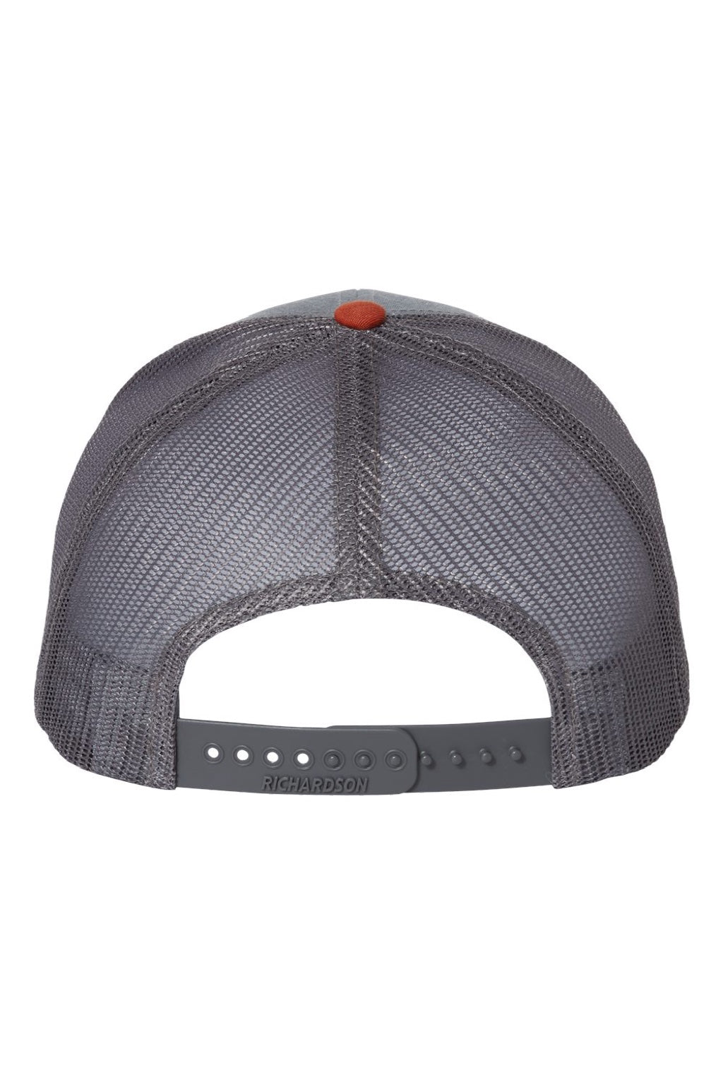 Richardson Hats 112 Mens Snapback Trucker Hat Heather Grey/Charcoal Grey/Dark Orange Flat Back