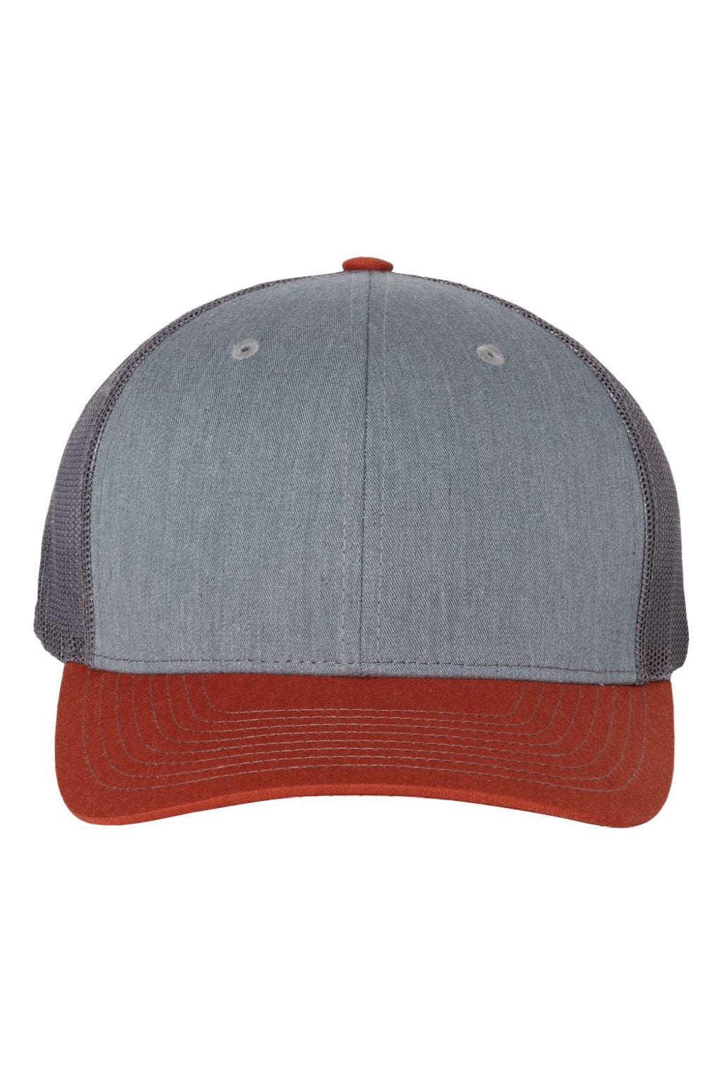 Richardson Hats 112 Mens Snapback Trucker Hat Heather Grey/Charcoal Grey/Dark Orange Flat Front