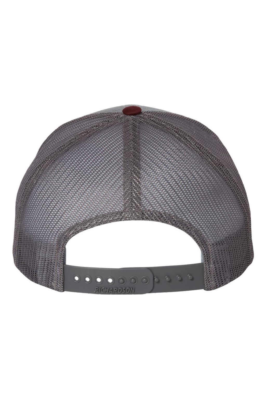 Richardson Hats 112 Mens Snapback Trucker Hat Heather Grey/Charcoal Grey/Maroon Flat Back