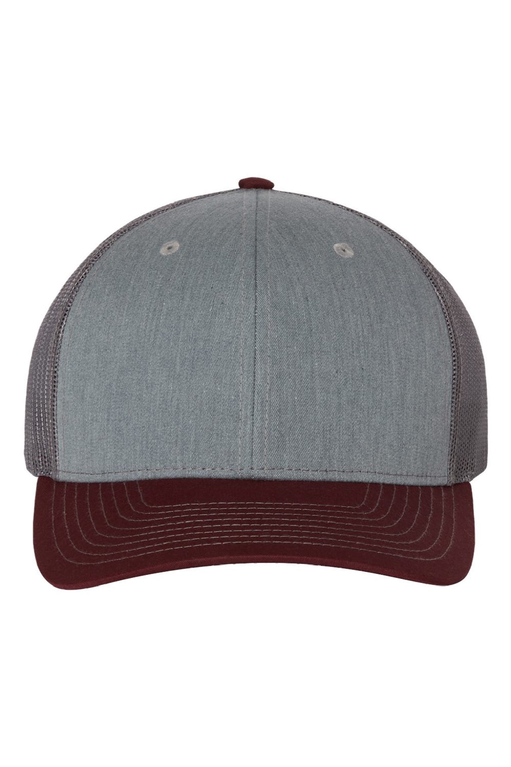 Richardson Hats 112 Mens Snapback Trucker Hat Heather Grey/Charcoal Grey/Maroon Flat Front