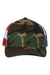 Richardson Hats 112PM Mens Printed Mesh Snapback Trucker Hat Green Camo/Stars & Stripes Flat Front