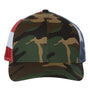 Richardson Hats Mens Printed Mesh Snapback Trucker Hat - Green Camo/Stars & Stripes