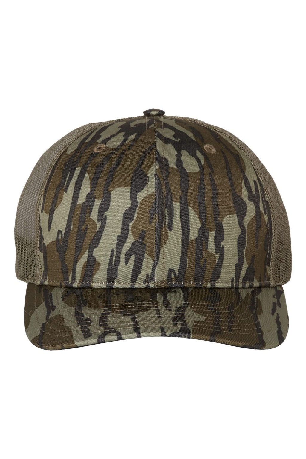 Richardson Hats 112P Mens Printed Snapback Trucker Hat Mossy Oak Bottomland/Loden Green Flat Front