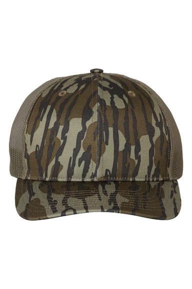 Richardson Hats 112P Mens Printed Snapback Trucker Hat Mossy Oak Bottomland/Loden Green Flat Front