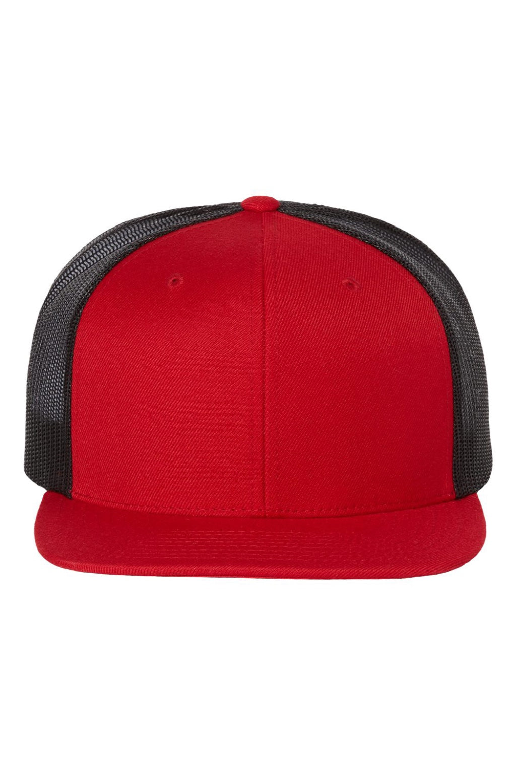 Richardson Hats 511 Mens Wool Blend Flat Bill Snapback Trucker Hat Red/Black Flat Front