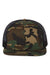 Richardson Hats 511 Mens Wool Blend Flat Bill Snapback Trucker Hat Green Camo/Black Flat Front