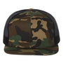 Richardson Hats Mens Wool Blend Flat Bill Snapback Trucker Hat - Green Camo/Black
