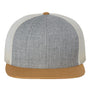 Richardson Hats Mens Wool Blend Flat Bill Snapback Trucker Hat - Heather Grey/Birch/Biscuit