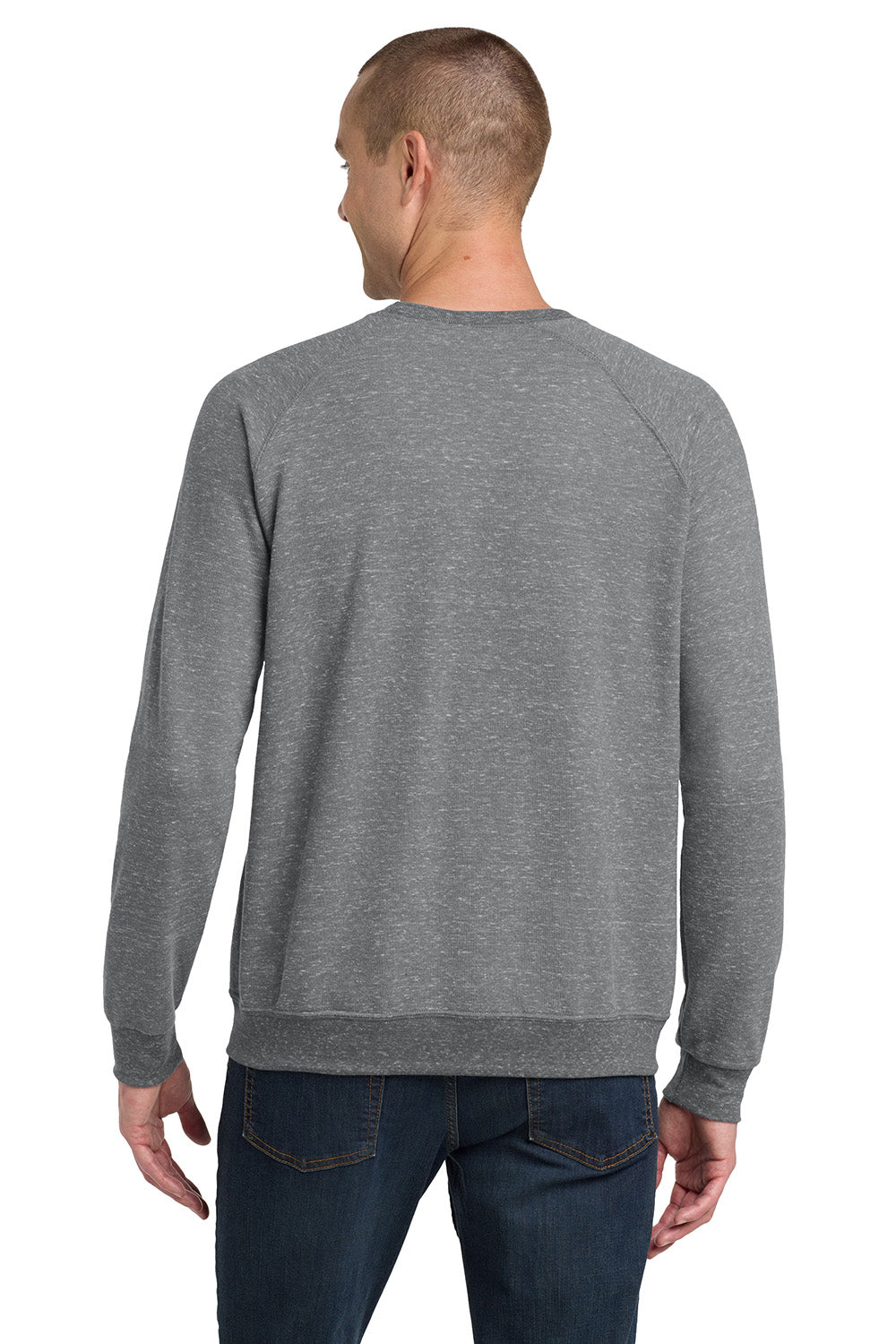 Jerzees 91M/91MR Mens Vintage Snow French Terry Crewneck Sweatshirt Heather Charcoal Grey Model Back