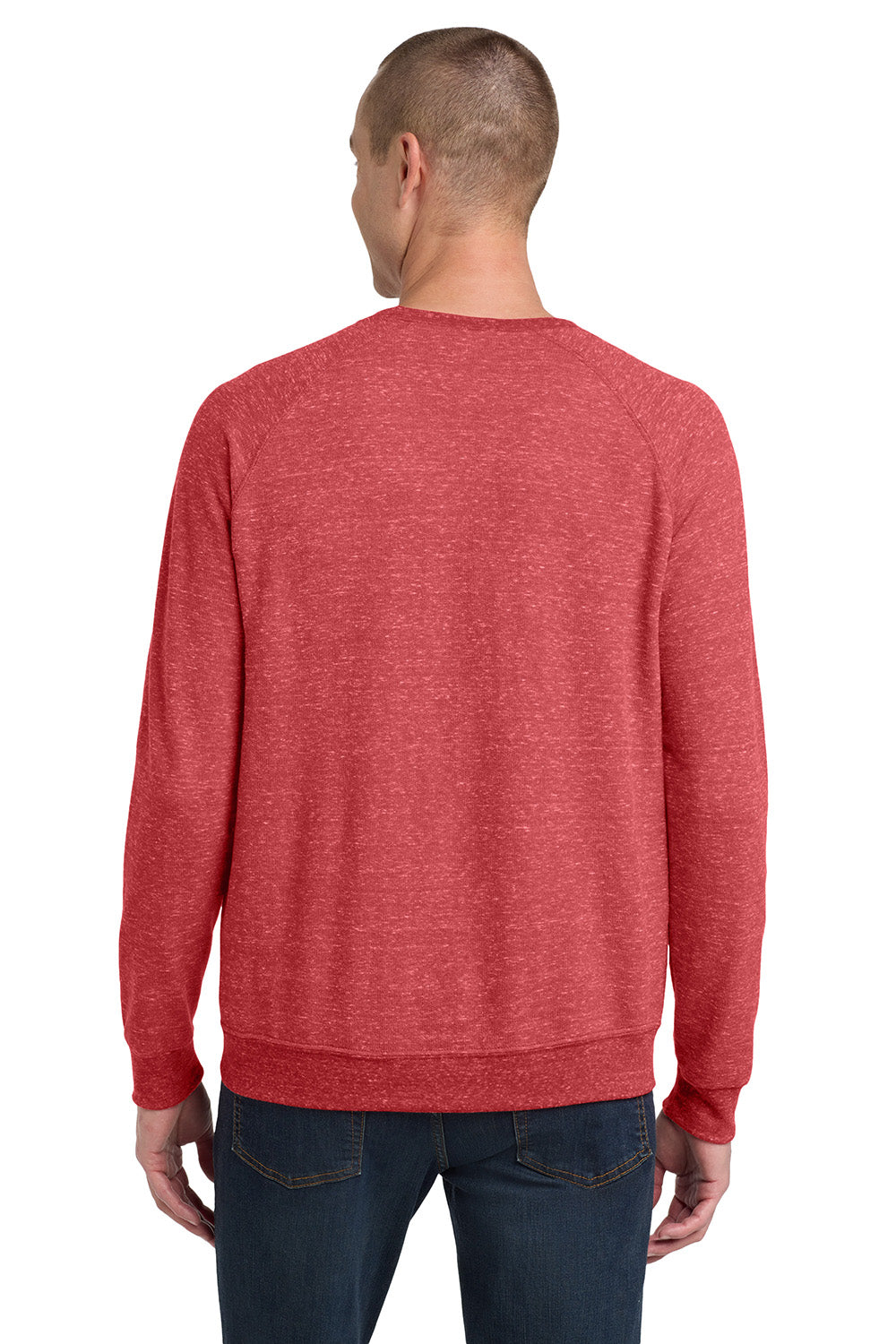 Jerzees 91M/91MR Mens Vintage Snow French Terry Crewneck Sweatshirt Heather Red Model Back