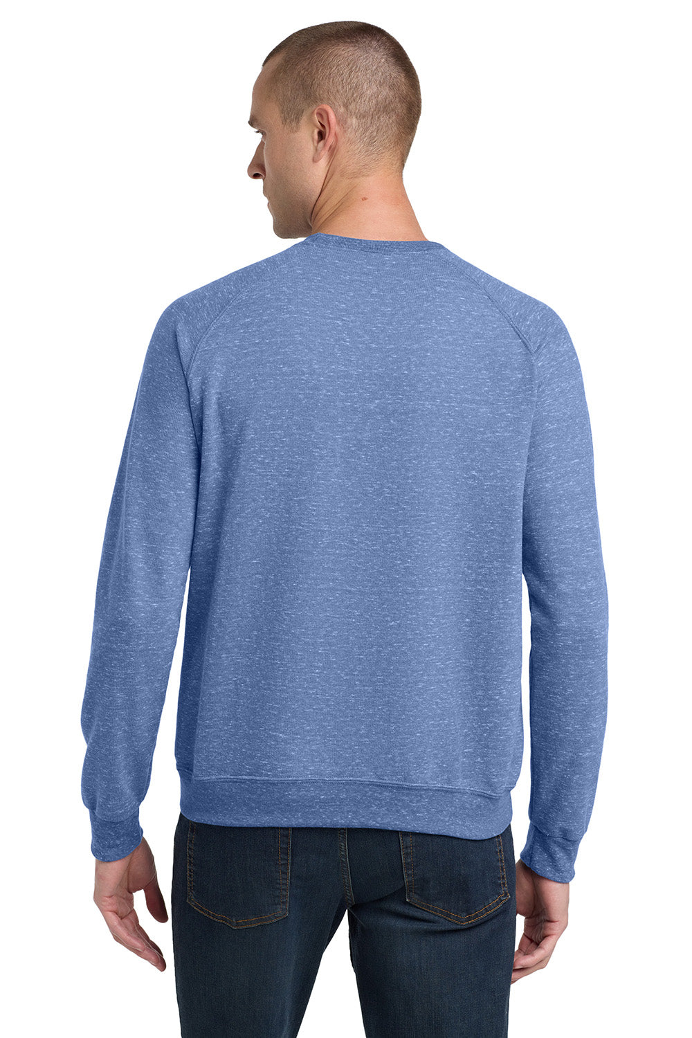 Jerzees 91M/91MR Mens Vintage Snow French Terry Crewneck Sweatshirt Heather Royal Blue Model Back