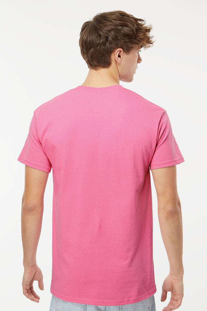 M&O 4800 Mens Gold Soft Touch Short Sleeve Crewneck T-Shirt Azalea Pink Model Back