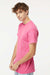 M&O 4800 Mens Gold Soft Touch Short Sleeve Crewneck T-Shirt Azalea Pink Model Side