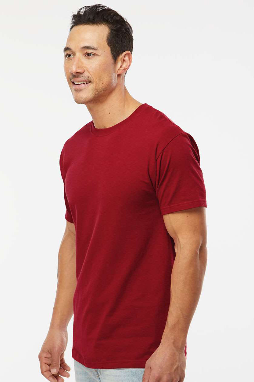 M&O 4800 Mens Gold Soft Touch Short Sleeve Crewneck T-Shirt Cardinal Red Model Side