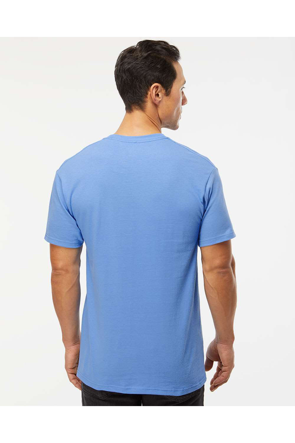 M&O 4800 Mens Gold Soft Touch Short Sleeve Crewneck T-Shirt Carolina Blue Model Back