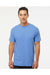 M&O 4800 Mens Gold Soft Touch Short Sleeve Crewneck T-Shirt Carolina Blue Model Front
