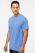 M&O 4800 Mens Gold Soft Touch Short Sleeve Crewneck T-Shirt Carolina Blue Model Side